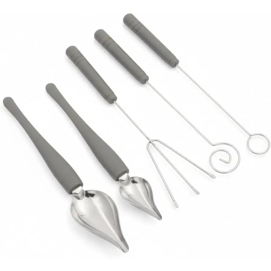5 Pcs Stainless Steel Chocolate Dipping Tools Set, Candy Dipping Forks & Drizzle Decorating Spoon for Dessert Decorating and Sauce Drawing