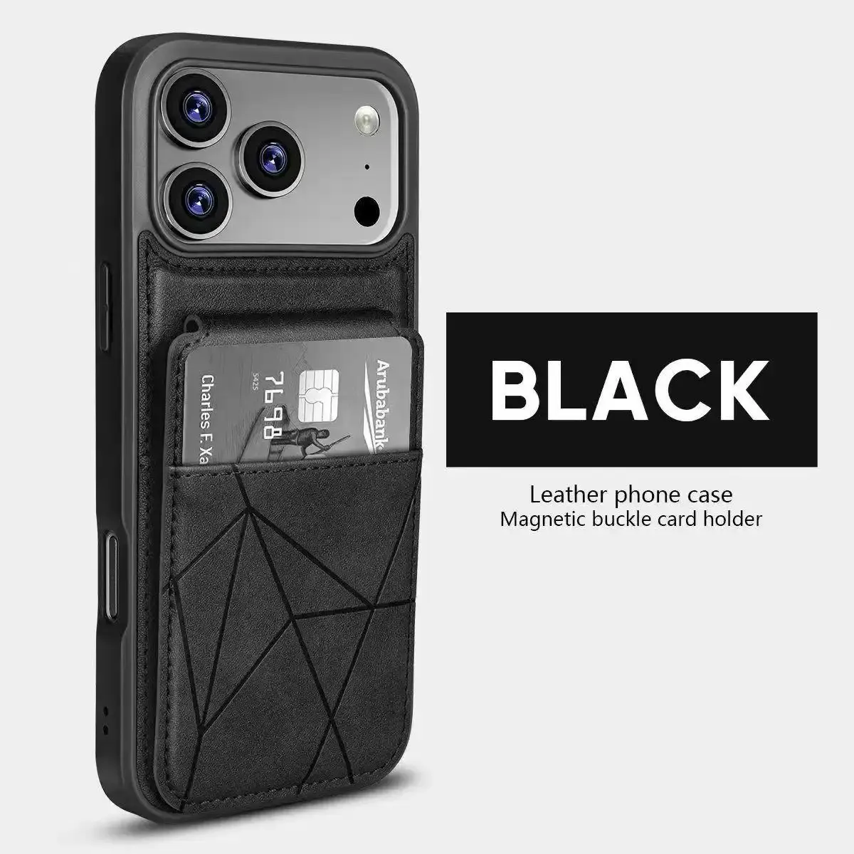 Luxury Leather Smartphone Casing - Protective, Shockproof, Trendy, Creative Design with Stand, Card Holder, Magnetic Closure, Full Coverage Drop Protection for iPhone 11/15/16 Pro Max/17/17 Pro, Premium Feel, Mobile Phone Accessory