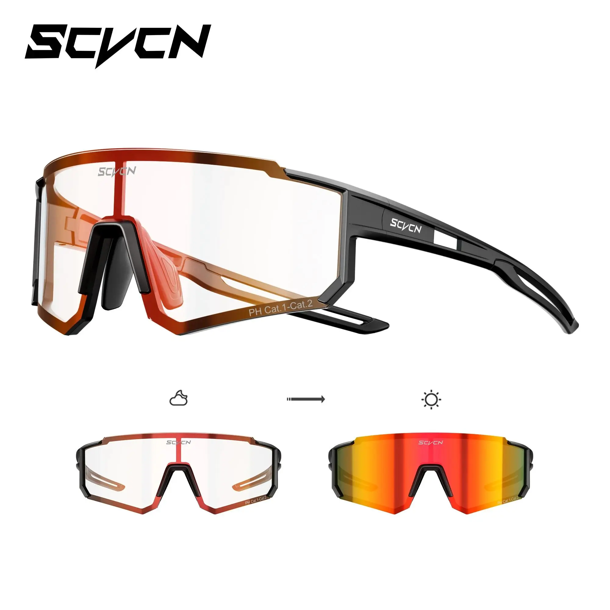 SCVCN Photochromic Sunglasses Outdoor Sports Bike Cycling Glasses Man MTB Climbing Glasses Women Driving Bicycle Eyewear New