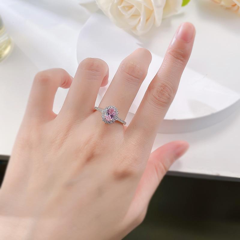 Padparadscha Pink 5x7mm Oval Ring in S925 Silver with High Carbon Stone|Stylish & Minimalist Engagement Ring|Perfect Birthday Gift for Girlfriend XF02