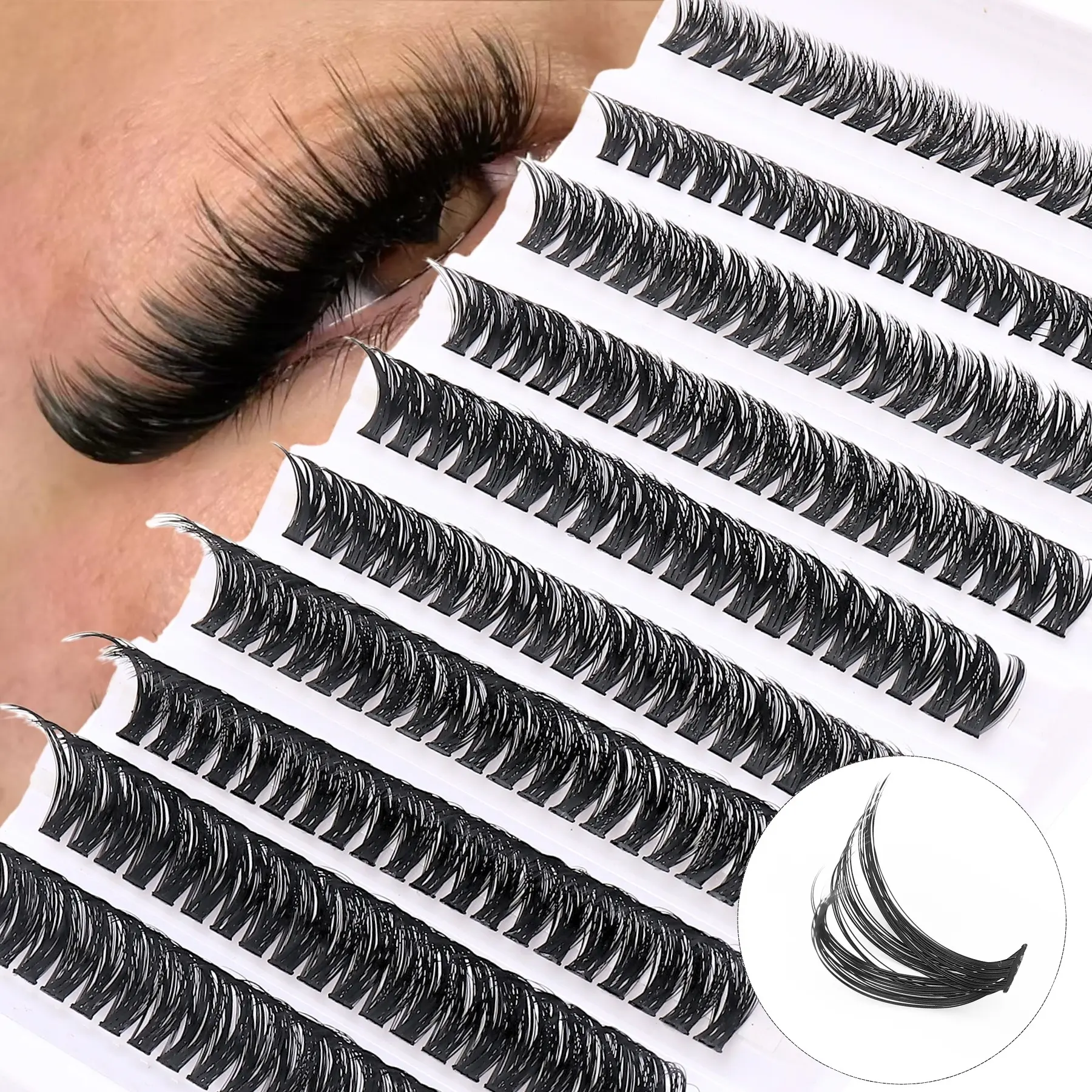 DIY Eye Lash Clusters, Cluster False Eyelashes, Individual Eyelash Extensions, Eyelash Curls, Super Thick, 60D Clustered Eyelashes, Slim Comic Look For Beginners, 0.07mm D Curls