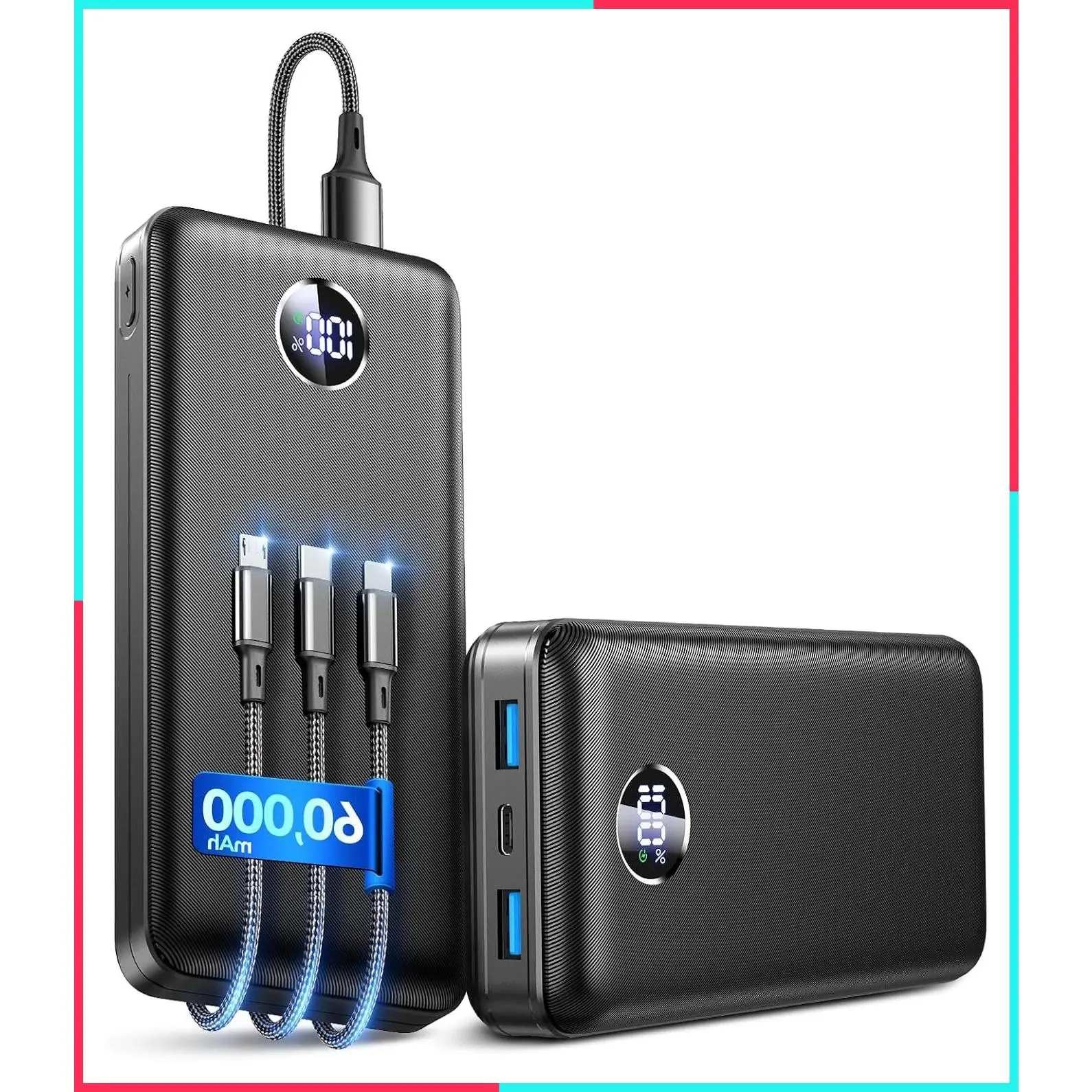 Portable Charger 60000mAh Power Bank, 5-Device Charging Battery Pack
