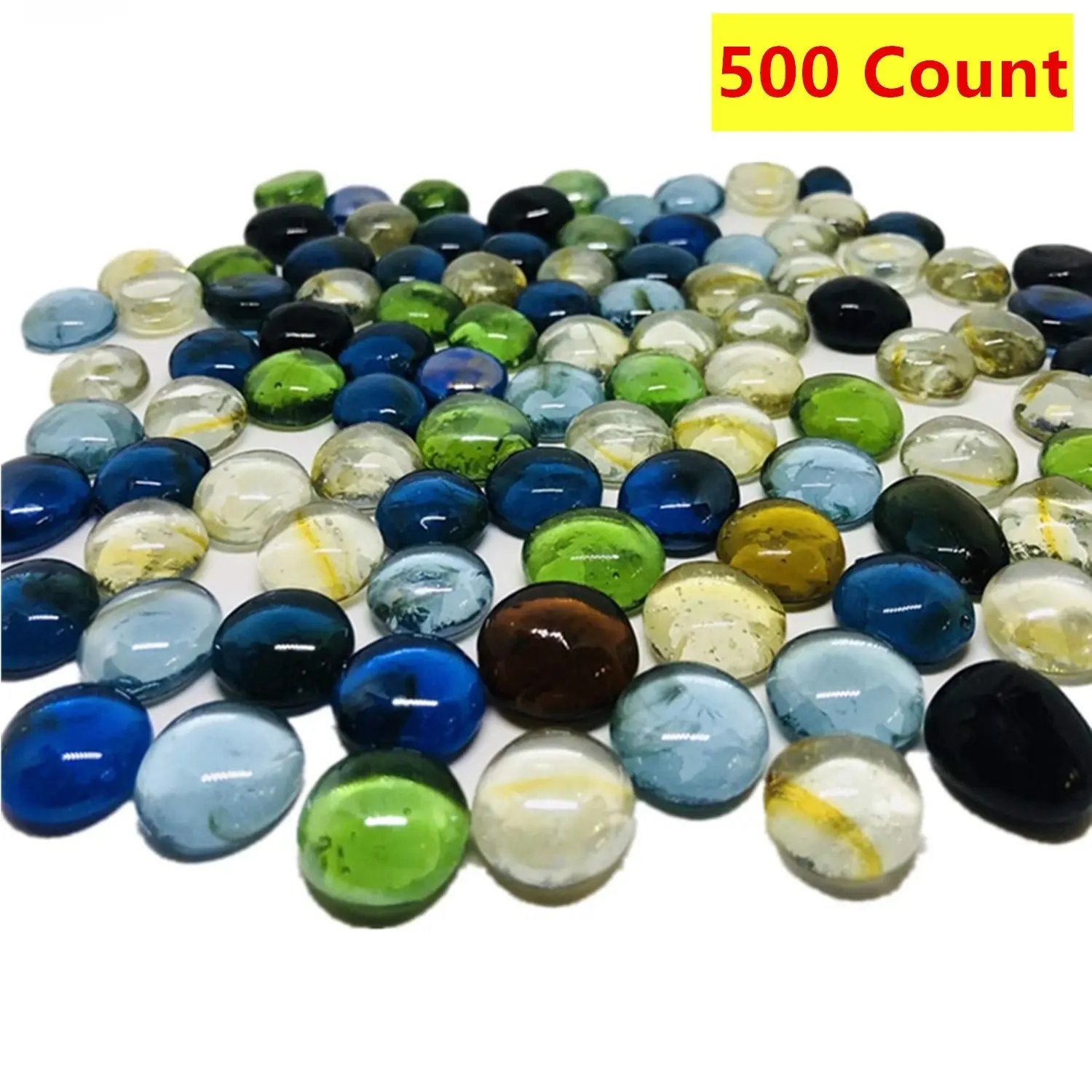 5LB Mixed Color Glass Gems Pebbles Stones Flat Marbles for Vase Accents and Crafting