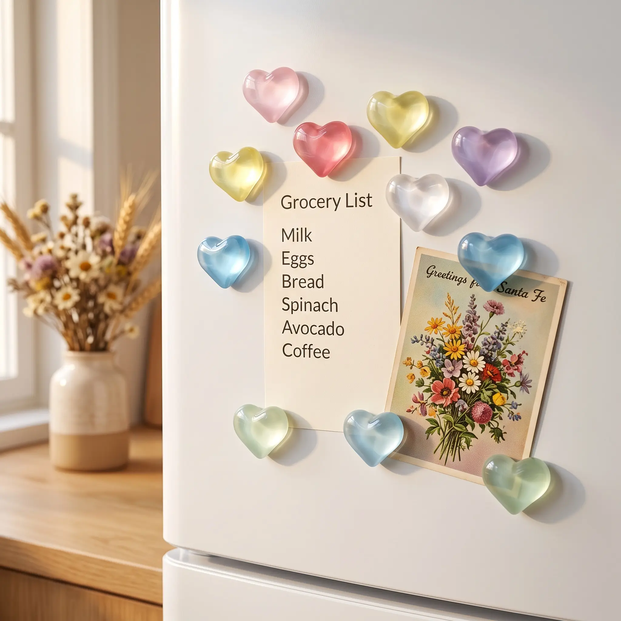 9pcs Refrigerator Heart Magnets, Cute Charming Love Decoration Magnet Set for Home Kitchen and Office Whiteboard, Valentine's Day Gift for Friends and Loved Ones, Refrigerator Kitchen Magnet, Decorative, Fridge Magnets Cute-YY1