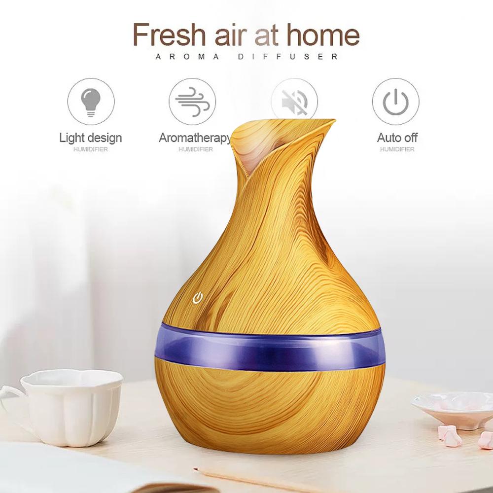 Aromatherapy Essential Oil Diffuser & Humidifier 300ml USB-Powered Quiet Fog with Night Light for Home Office Nursery Desktop