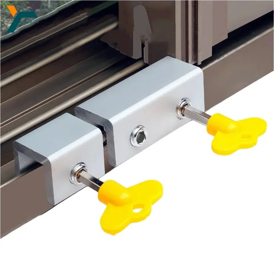 Aluminum Alloy Sliding Window Locks with Key, Durable, Key Operated, Anti-Theft Sash Stopper, Child & Pet Safety, Non-Punch Window Lock, Door Security Tool