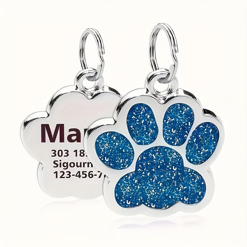 Custom Personalized Pet ID Tag, Engraved Dog Name Tag, Durable Fade-Resistant Paw Print Charm for Dogs & Cats, Collar Name Plate