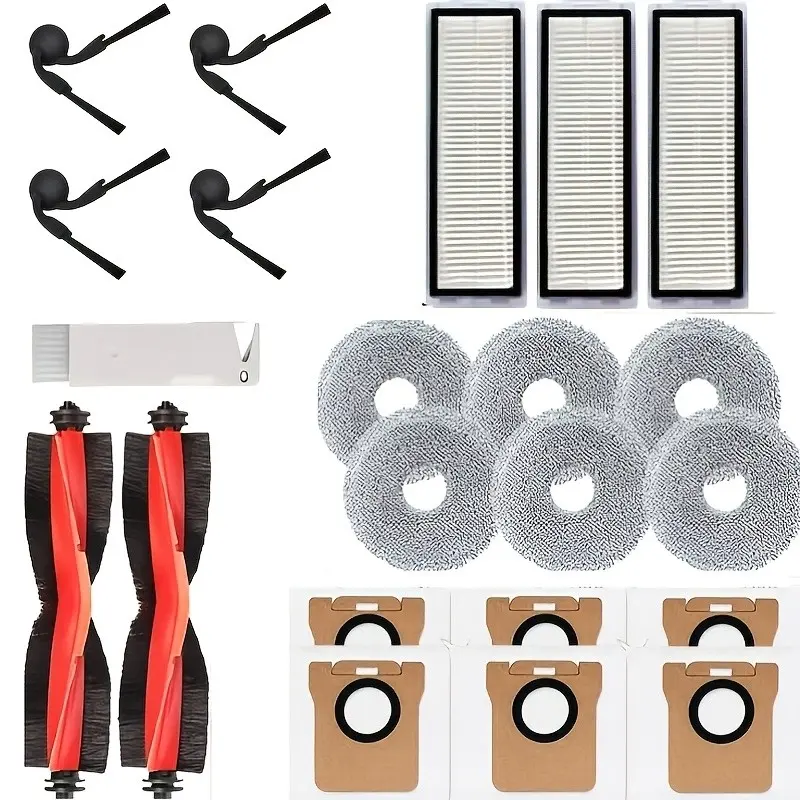 22pcs Replacement Parts for Xiaomi 5 Pro/ov21g Robot Vacuum, Includes Brushes, Filters, Mop Cloths, Dust Bags, Cleaning Tool