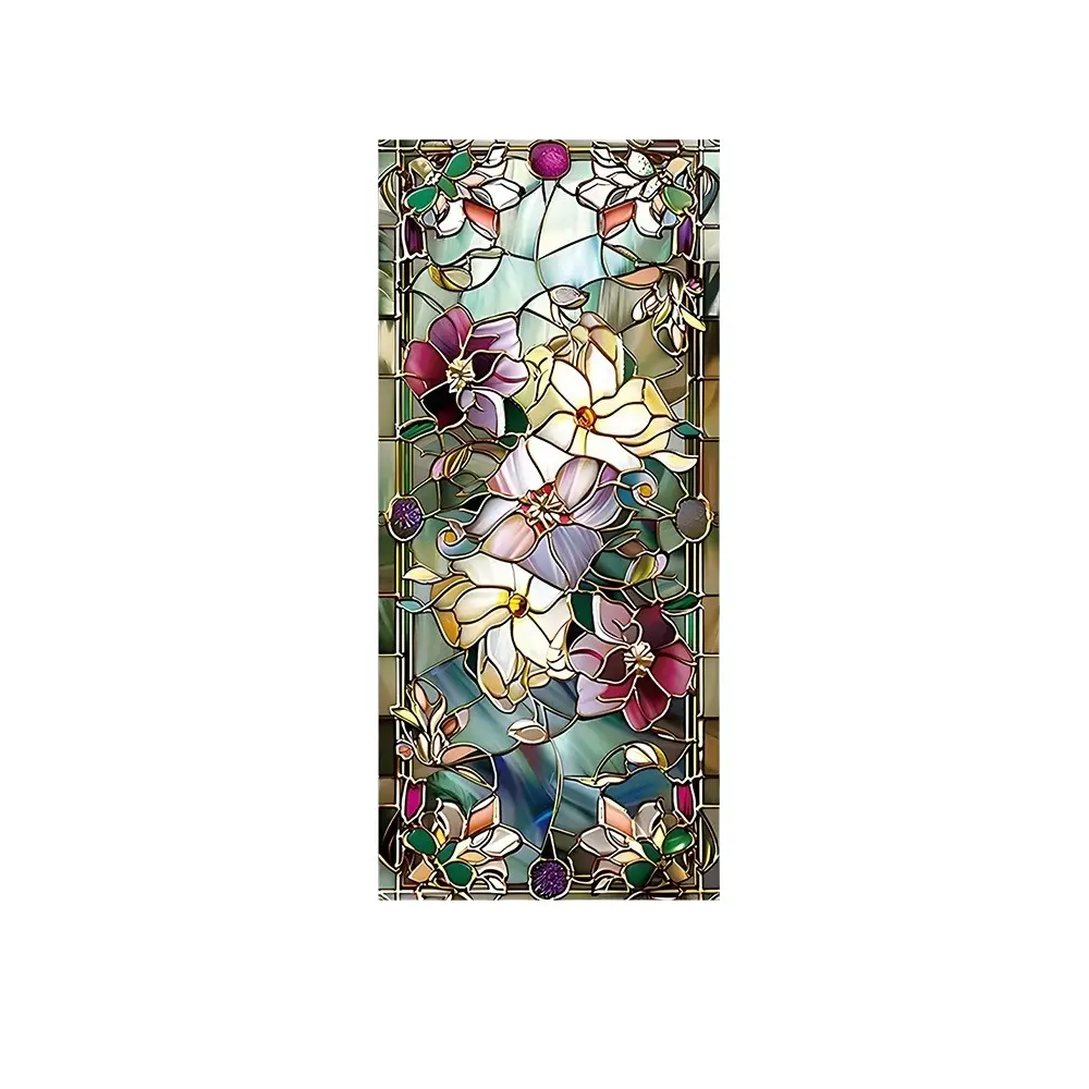 Floral Rose Window Sticker, Decorative Sticker, Bedroom Living Room Window Decoration, Static Transparent Glass Film, No Adhesive, Reusable