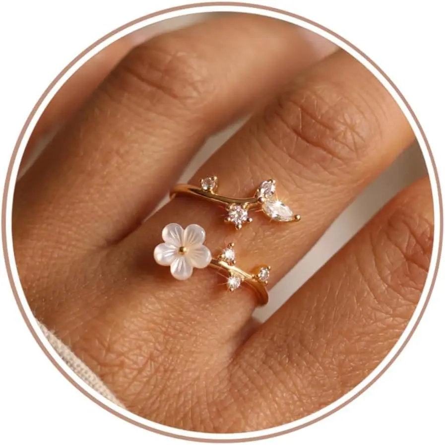 Rings for Women Non Tarnish Adjustable Flower Ring | Mother of  Ring, Flower Ring, Adjustable Open Rings for Women Non Tarnish,  , //Rose  Ring