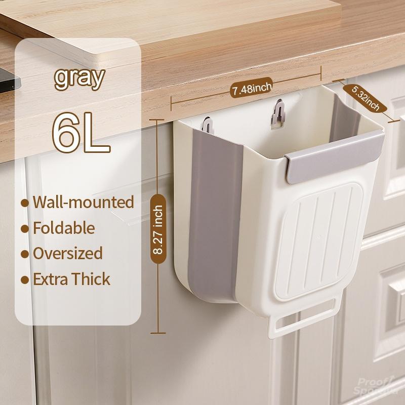 Space-saving Foldable Kitchen Trash Can 6L/11L Touchless Hanging Garbage Bucket Durable Commercial Grade Kitchen Accessory for Home Use