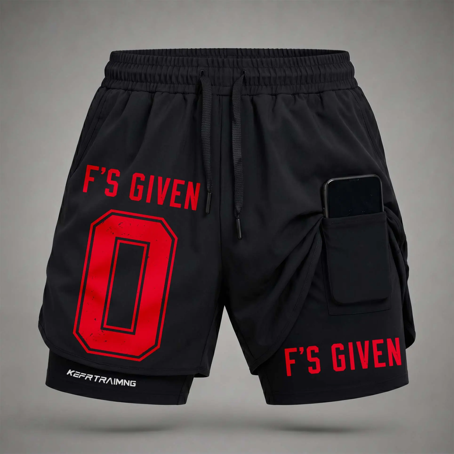 Men's 2-in-1 Letters Graphic Training Shorts, Regular Fit Polyester Blend with Built-in Compression Liner and Phone Pocket for Gym Running, Letters Men's Sports Shorts