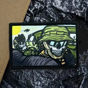 "Fear and Hatred" Skull Morale Tactical Patch Military Badge Backpack Stickers on Clothing Hook and Loop Armband Helmet Applique Patch Design