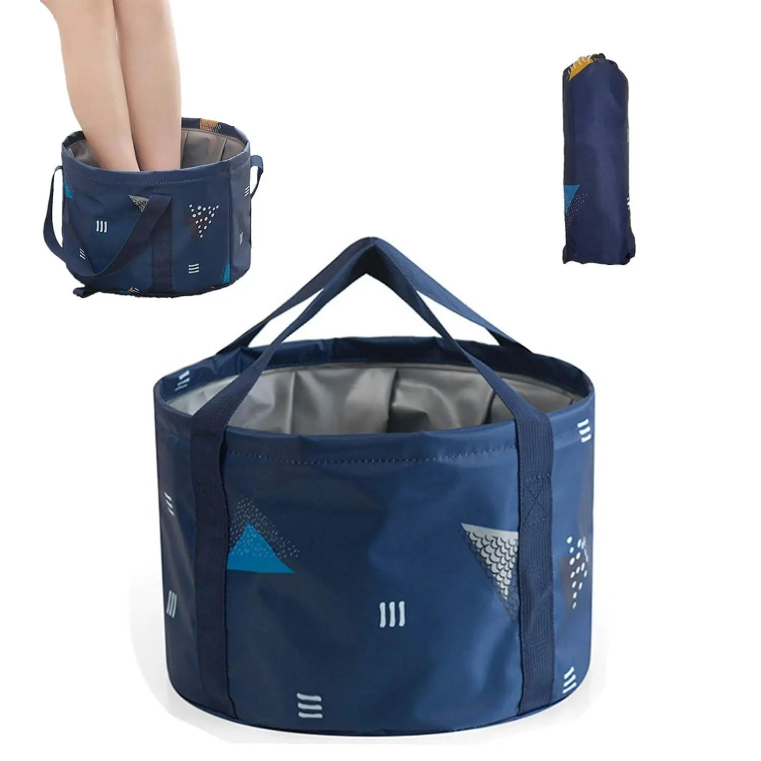 24L Foldable Bathtub - Smooth, Compact Roll, Portable Collapsible Bathtub for Outdoor Camping, Travel Pack Use, Dark Blue Bath Tub for Soaking, Foot Washing
