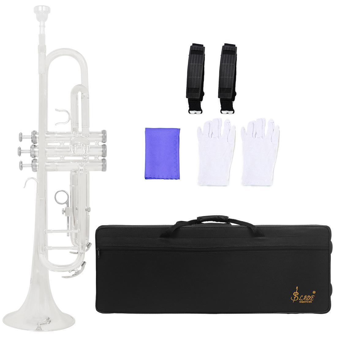 Bb Trumpet, 1 Count Bb Trumpet with Double Pole Support, Brass Wind Instrument, Professional Musical Instrument for Beginner Adult Students