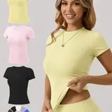 【Black Friday】Women's Short-Sleeve Workout Tops, High-Stretch Slim-Fit Yoga Tee, Breathable Quick-Dry Fitness Shirt for Gym, Running & Casual Daily Wear