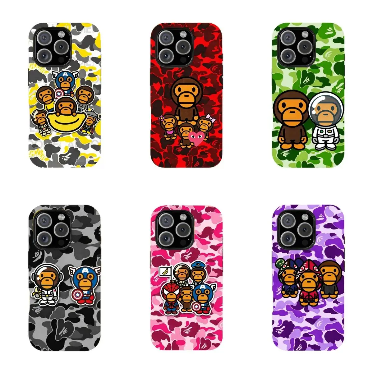 Bape Protective Camo Streetwear Phone CaseSuitable for iPhone 17/16/15/14/13/12/11 ProMax/Plus and Samsung Galaxy S23FE/22/23Impact Resistant Hard Case with ImpactDispersion Technology
