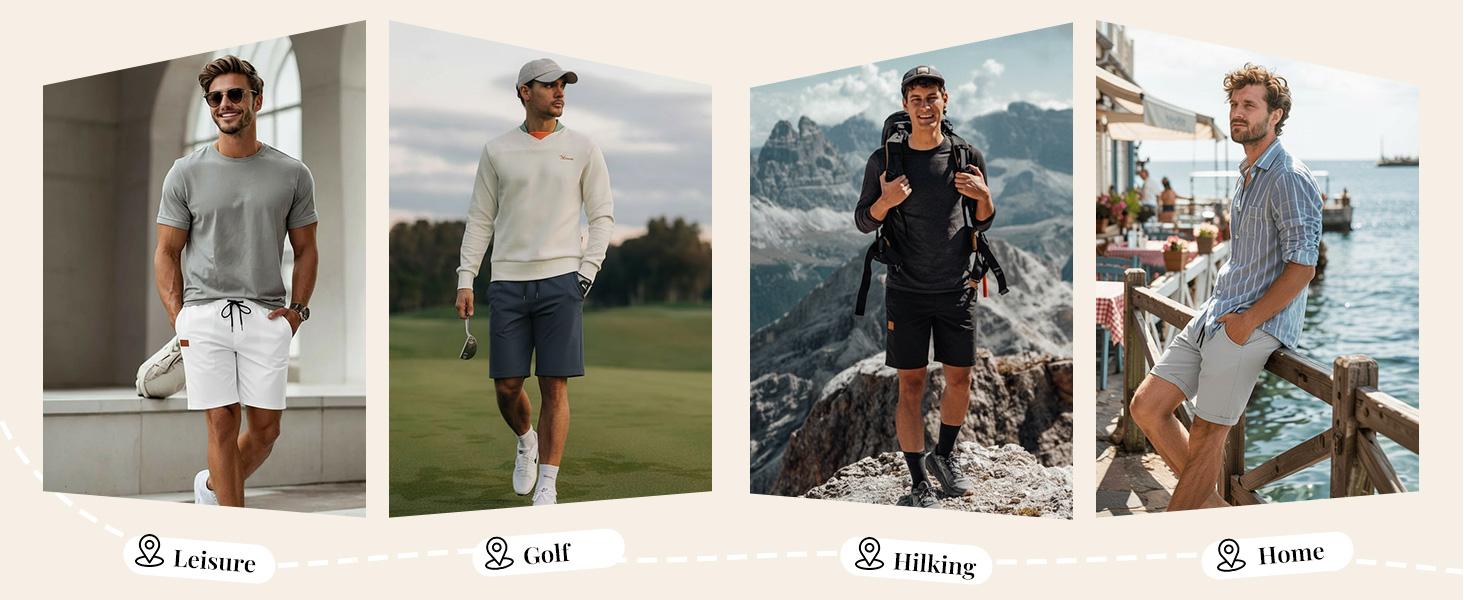 Good osierds Men's Casual Chino Shorts 9" Inseam Cotton Drawstring Summer Beach Shorts Comfy Elastic Waist Daily Loungewear Essential with Pockets