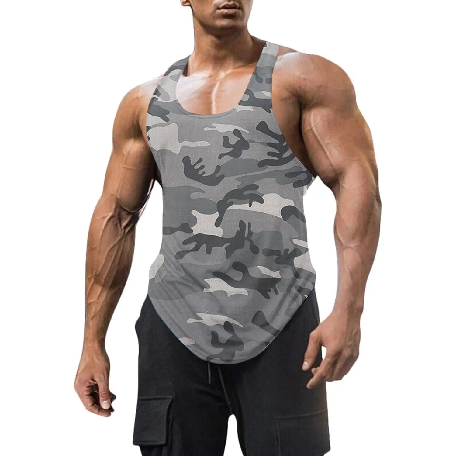 Mens Stringer Tank Tops Y-Back Bodybuilding Sleeveless Gym Muscle Workout Shirts