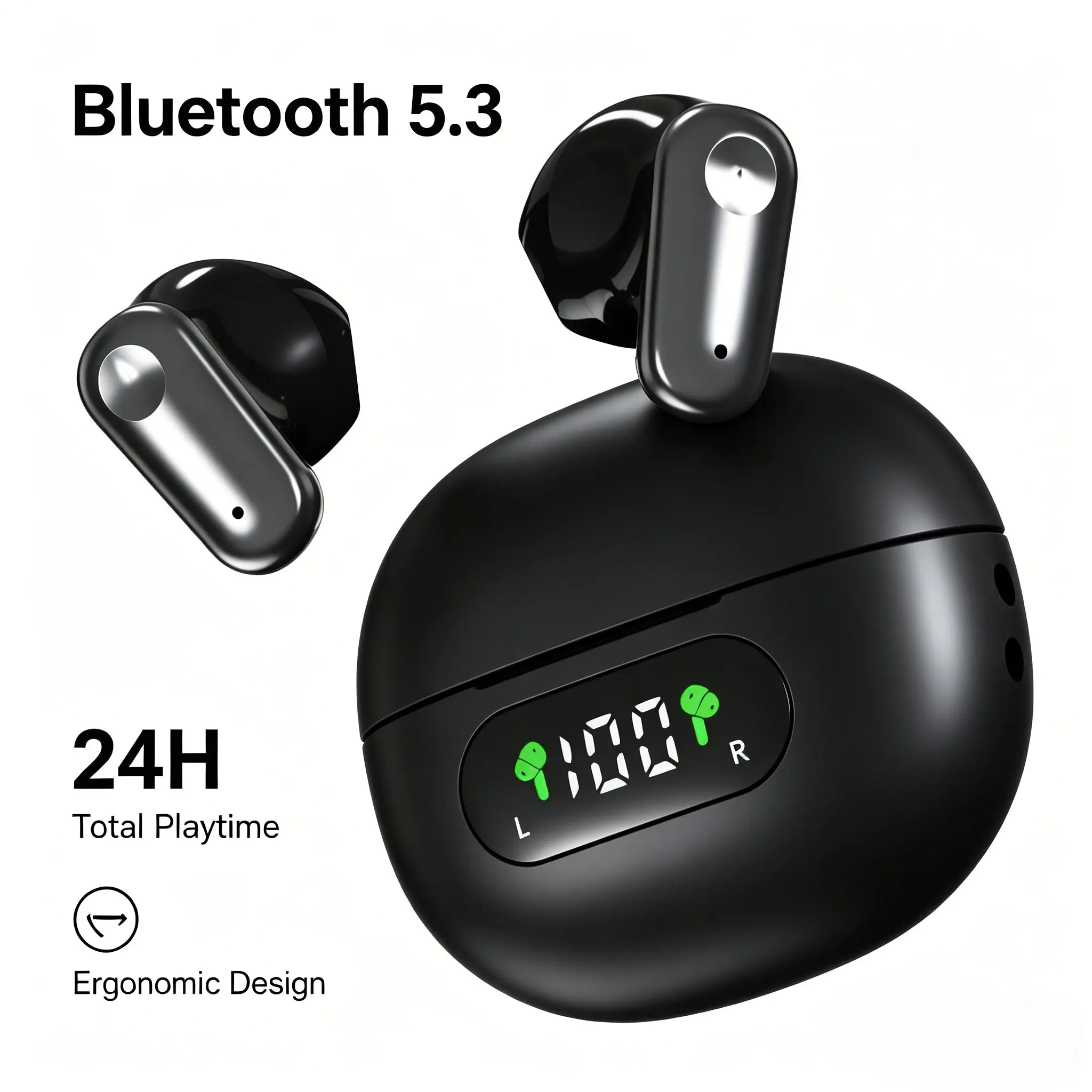 Mini Bluetooth-compatible True Wireless Earbuds, In-Ear Wireless Headphones, LED Display, Comfortable Fit, Portable, Long Battery Life, Compatible with All Smartphones