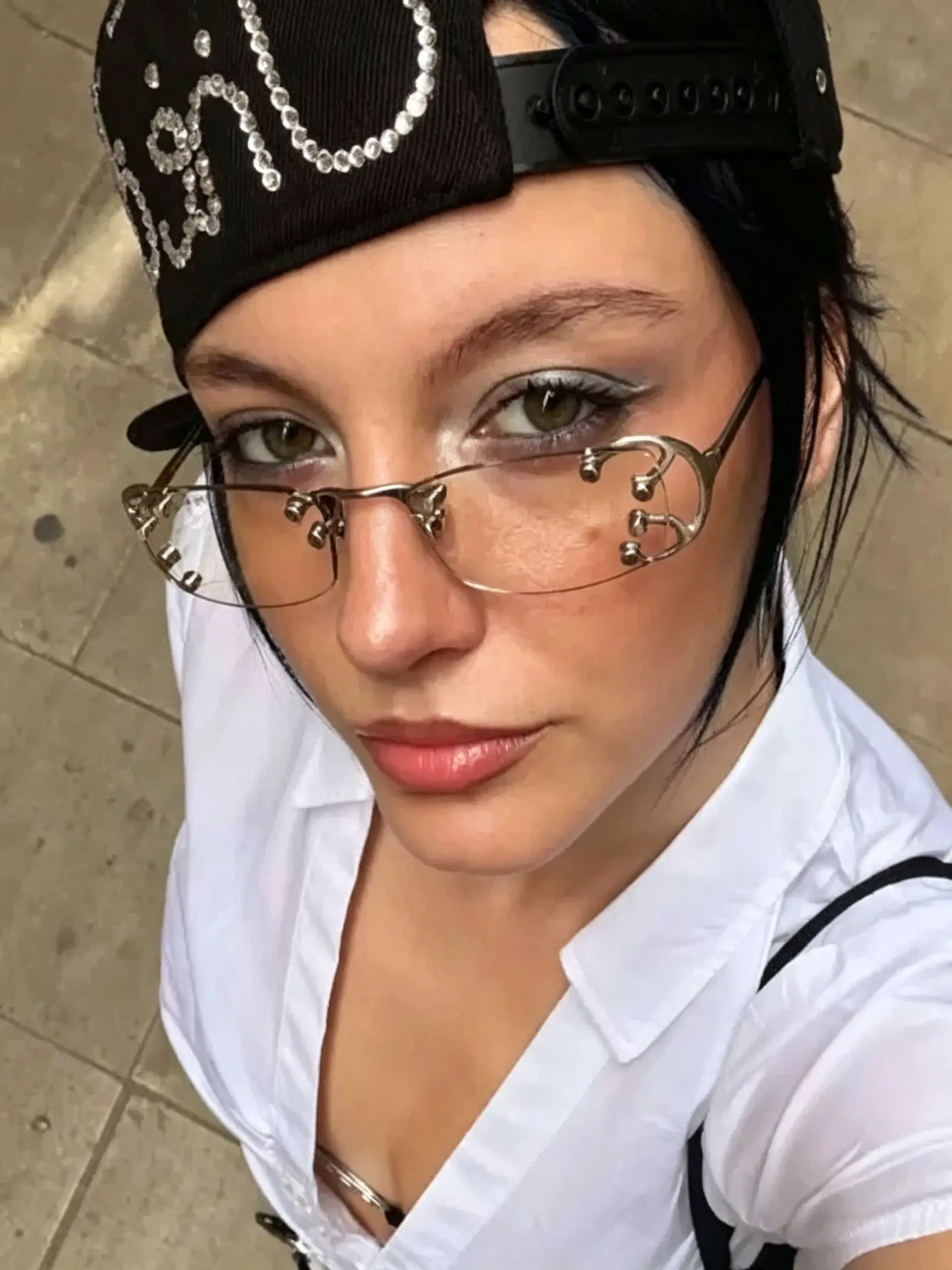 Trendy Hollow Out Temple Decorative Glasses, Small Square Frame Unisex Fashion Eyewear, High-End Style for Men and Women