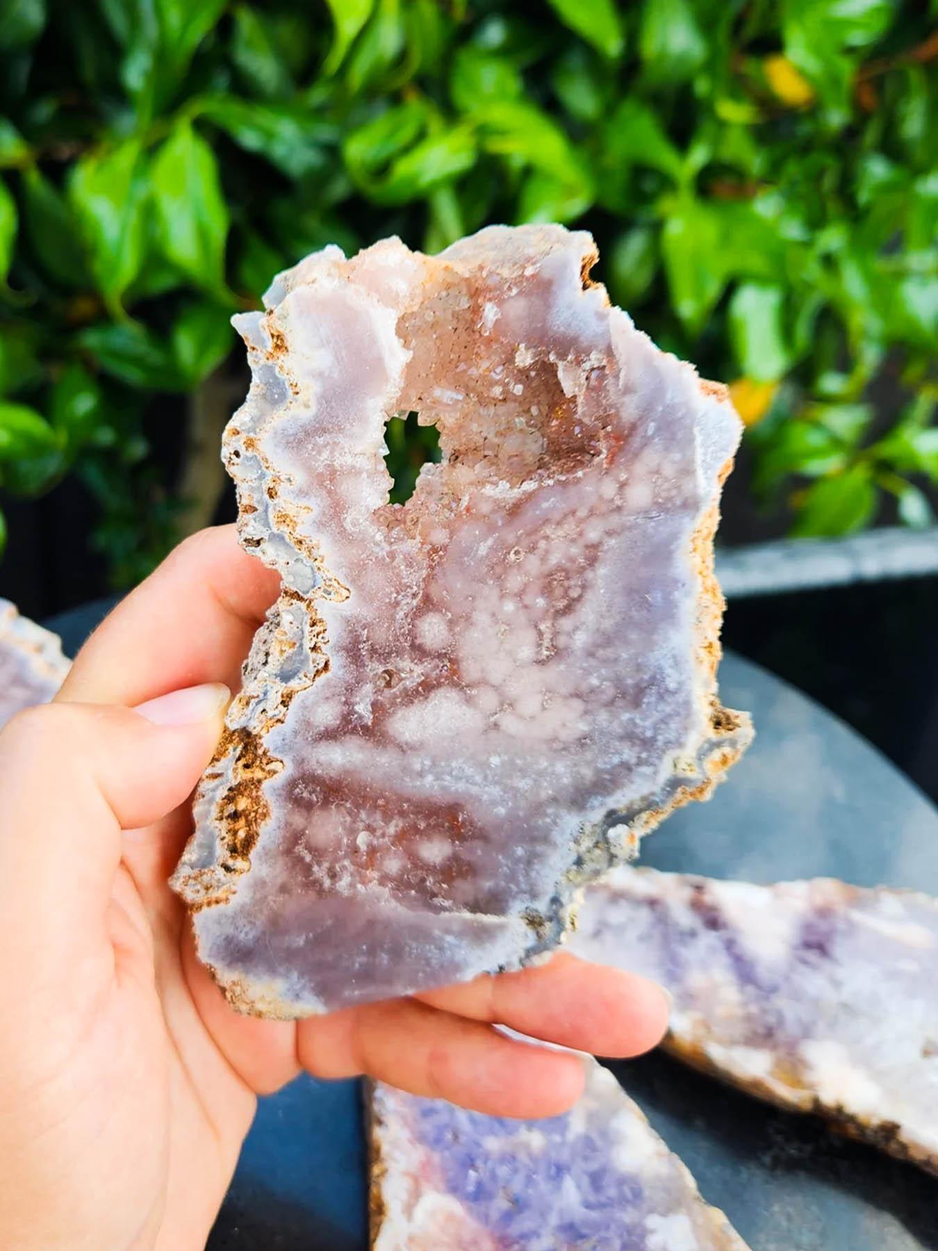 Pink Amethyst Quartz Agate Crystal Sliced Rough Specimen, Creative Gift & Diy Jewelry Accessories, Home Art Decoration, Natural Crystals