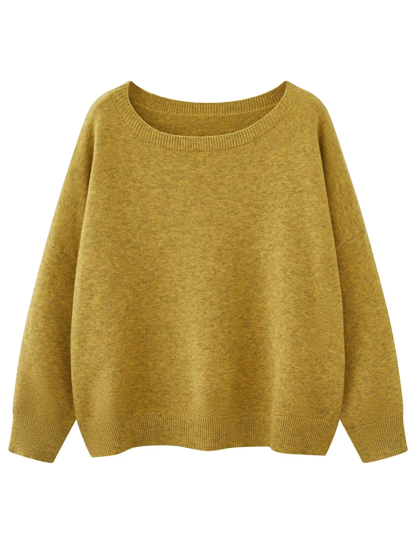 Women's Basic Plain Drop Shoulder Boat Neck Sweater, Casual Long Sleeve Jumper Fit for Fall & Winter, Fashion Ladies' Knitwear Tops for Daily Wear, Womenswear
