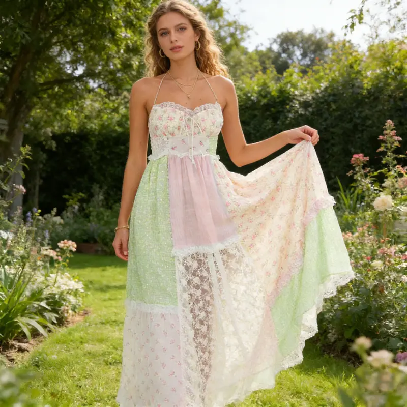 chinese dress ladies Summer Dresses for Women 2024 Casual Sleeveless Maxi Dresses Cute Flowy  Floral Dress Boho Long Dress Hawaiian Beach Dress Wedding Guest Dress  Elegant Wrap Dress Sun Dresses for Women 2024 B-Blue at main image 1