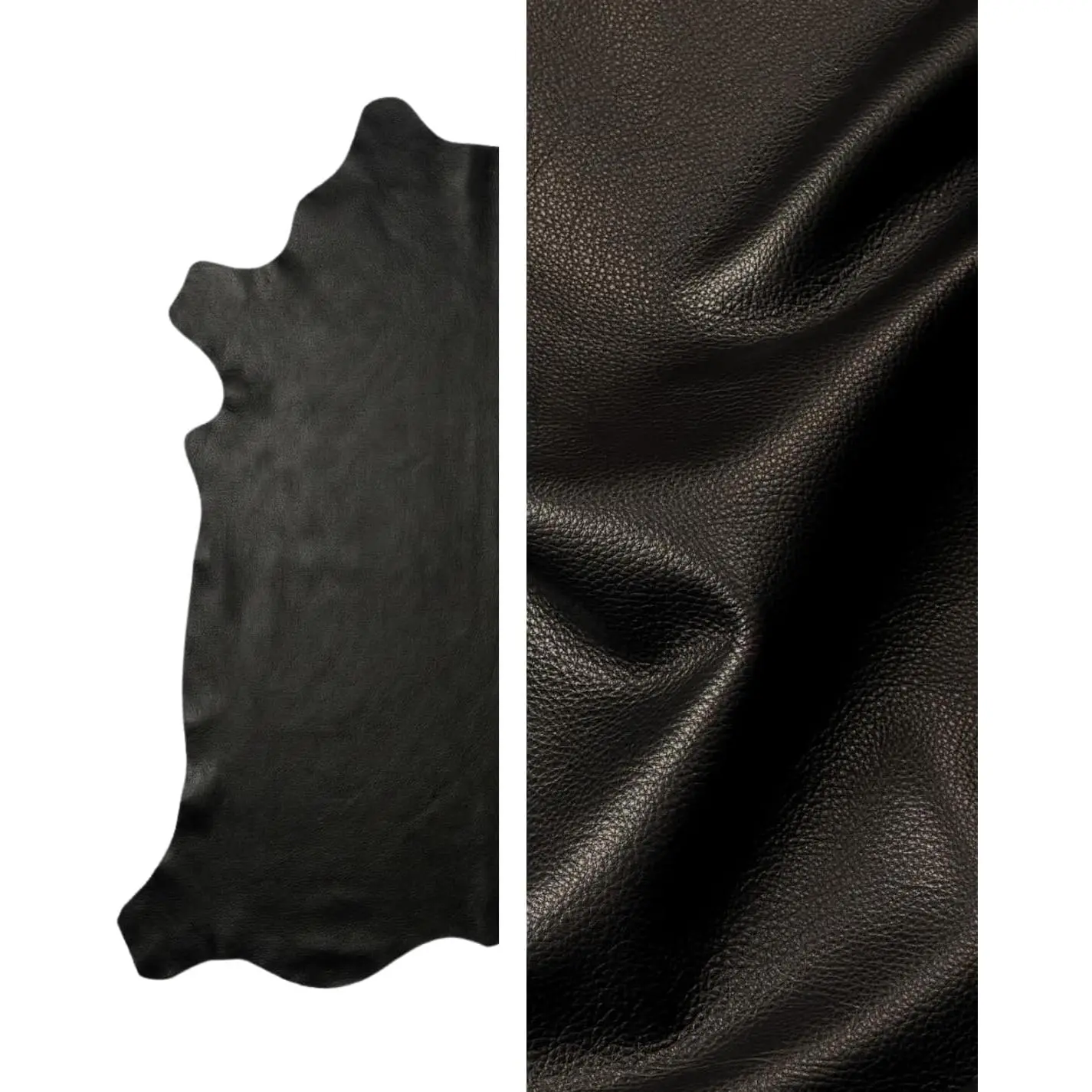 Premium Genuine Natural Grain Cowhide Leather Hides - High-Quality Leather Skins for Upholstery, Crafting, Tooling, Sewing and DIY Leather Projects, Black, 20 Square Feet (Full Side)