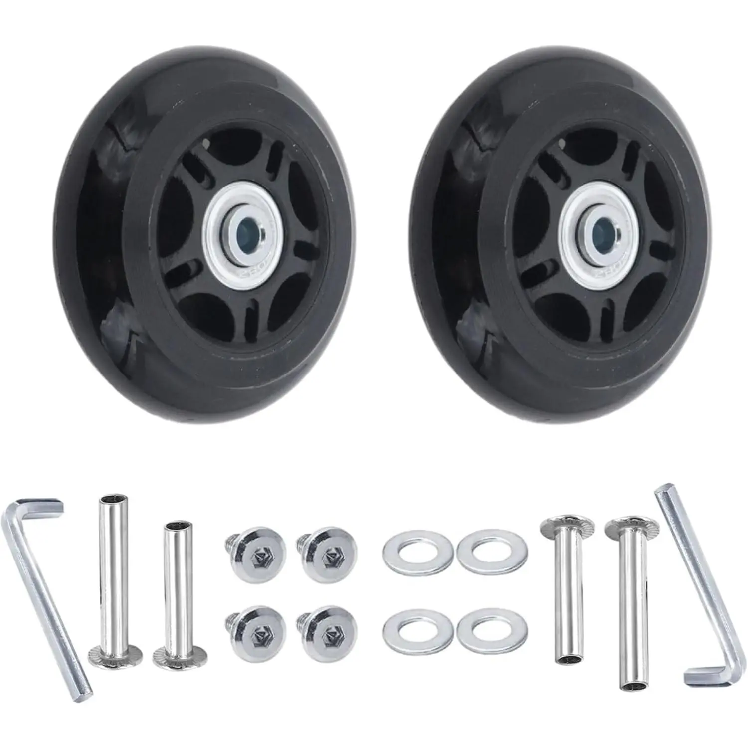 2-Pack Rubber Luggage Wheels  64x24mm Swivel Caster