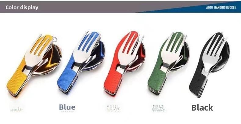 Portable Stainless Steel Cutlery Set for Travel Camping Knife Fork Spoon 3 in 1 Folding Utensils Outdoor Multi - Function Cutlery