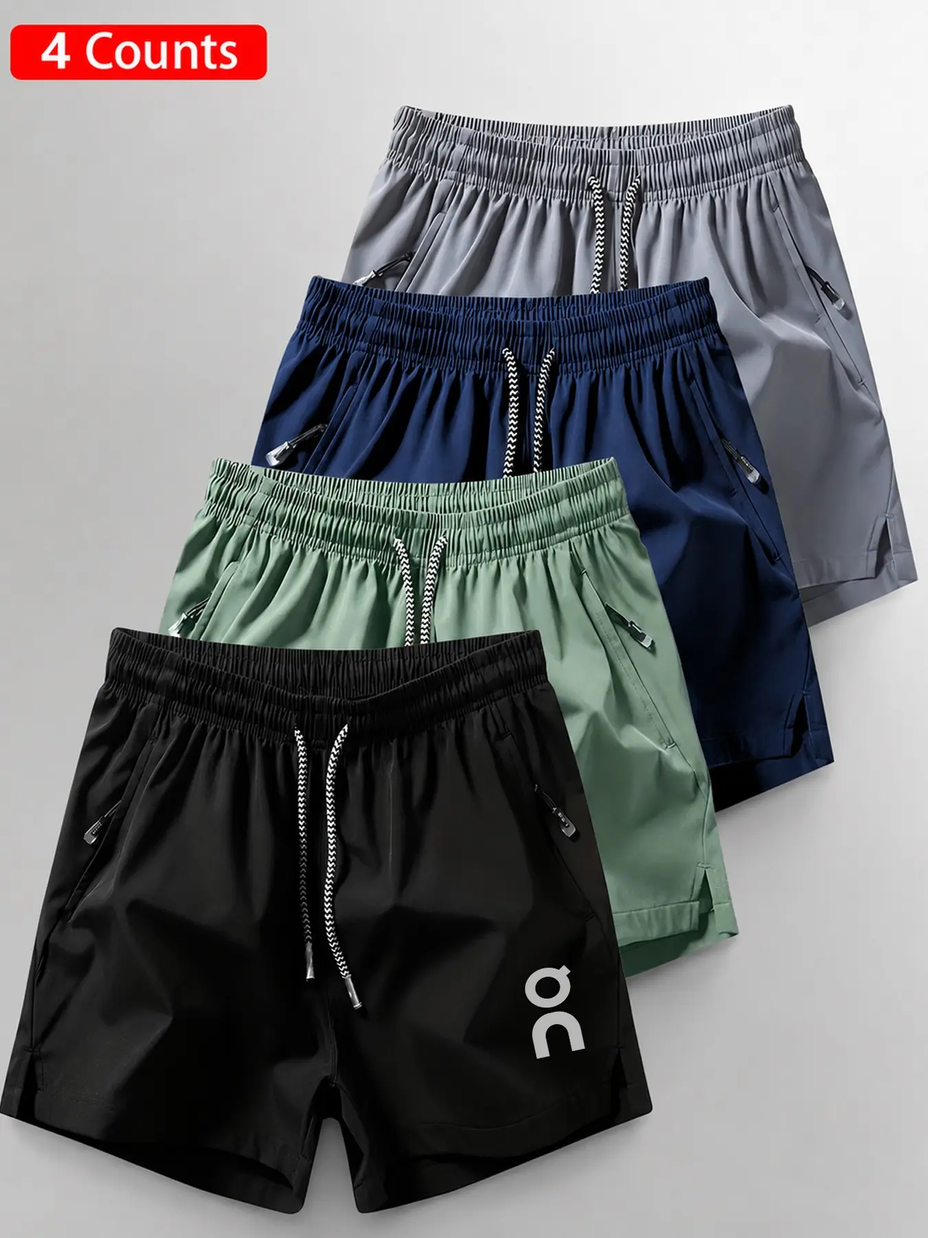 Unisex Summer Sportswear Shorts Set, Workout Shorts Pack, Loose Fit, Elastic Waistband, Drawstring Design, Plain Color, Trendy Letter Pattern, All Seasons