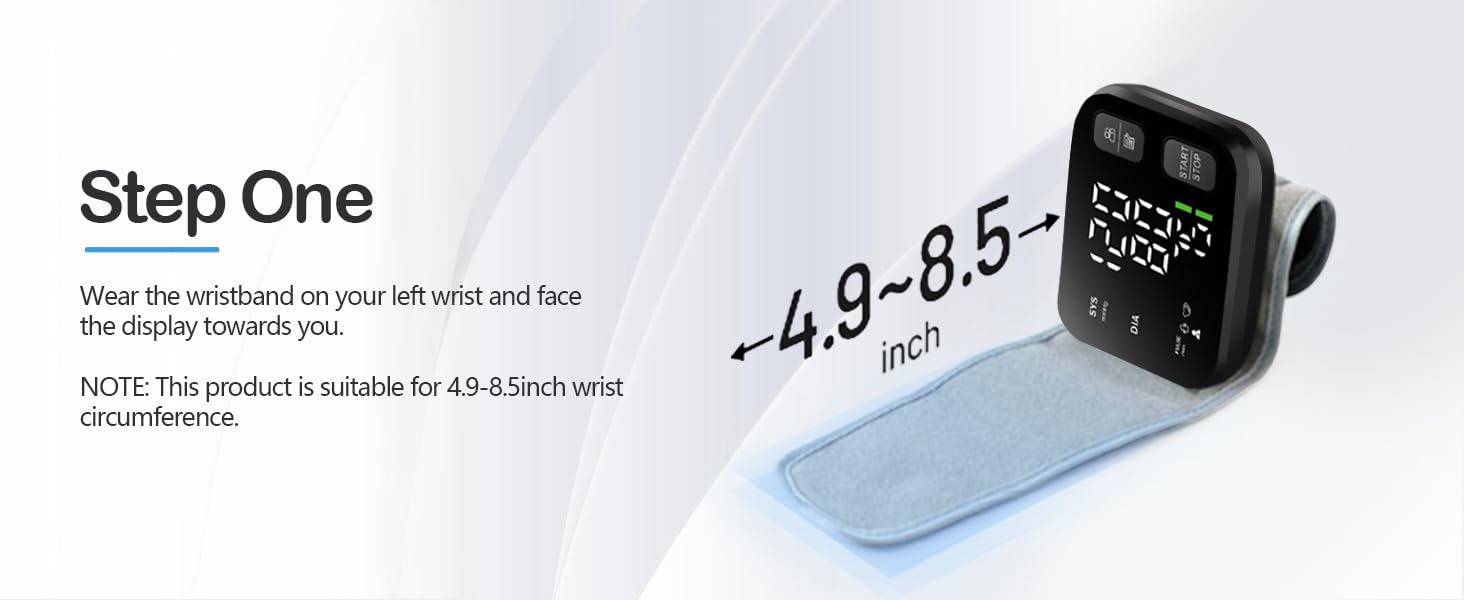 Blood Pressure Monitor LED Backlit Display Automatic Wrist Cuff Blood Pressure Monitors for Home Use 120x2 Reading Memory with Carrying Case, Black