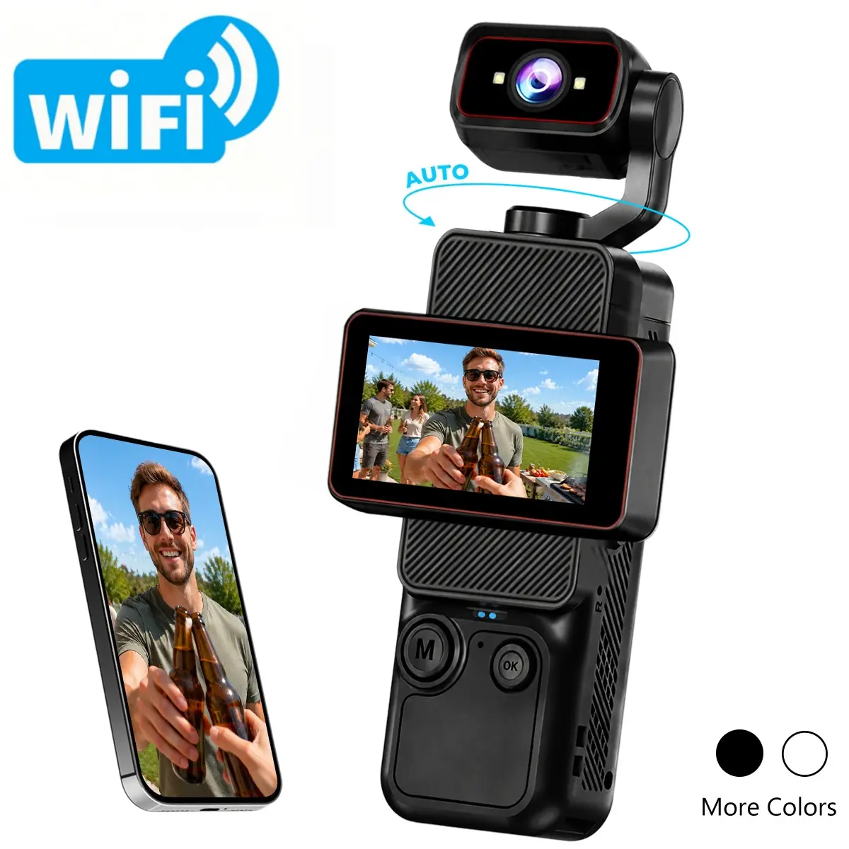 Portable Vlogging Camera with Flip Screen and 360° Rotating Lens, Travel Video Camera with 6X Zoom and WiFi Transfer, Compact Pocket Camera for Family Trips, Outdoor Adventures, Recording Memories and Everyday Moments