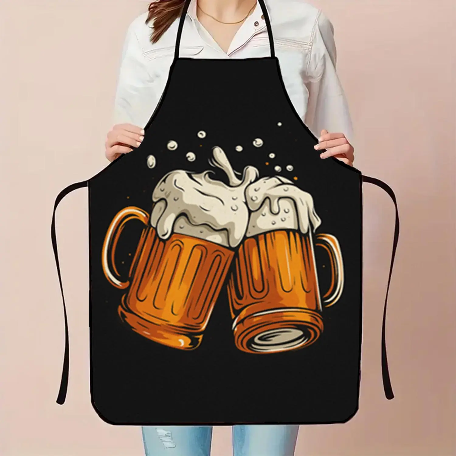 One Vintage-Style Kitchen Apron Suitable for Home Use, Perfect for Baking And Cooking. an Ideal Gift for Couples, Featuring a Whimsical Design, Made of Polyester with an Adjustable Neck Strap And Pockets