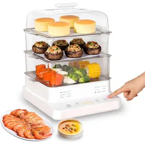 22L/23QT Electric  Steamer, 3 Layers  Steamer, 800W Commercial Stainless Steel Steamer, Large Capacity Breakfast Machine with Timer, for , Restaurant, Party