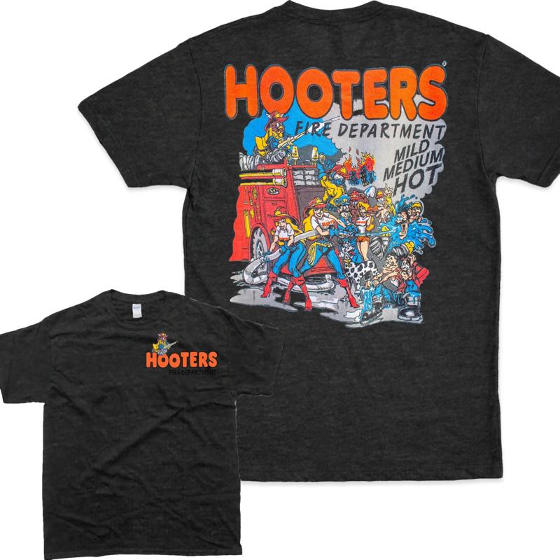 Funny Hooters Fire Brigade T-Shirt – Unisex Graphic T-Shirt, Vintage Casual Top, the perfect gift for firefighters and Hooters fans