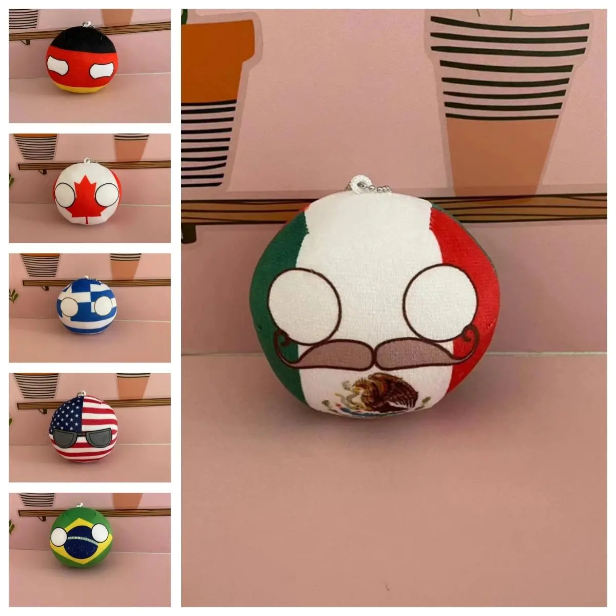10cm Polandball Plush Toy Mexico Ukraine Germany Countryball Stuffed Doll Pendant Home Decoration