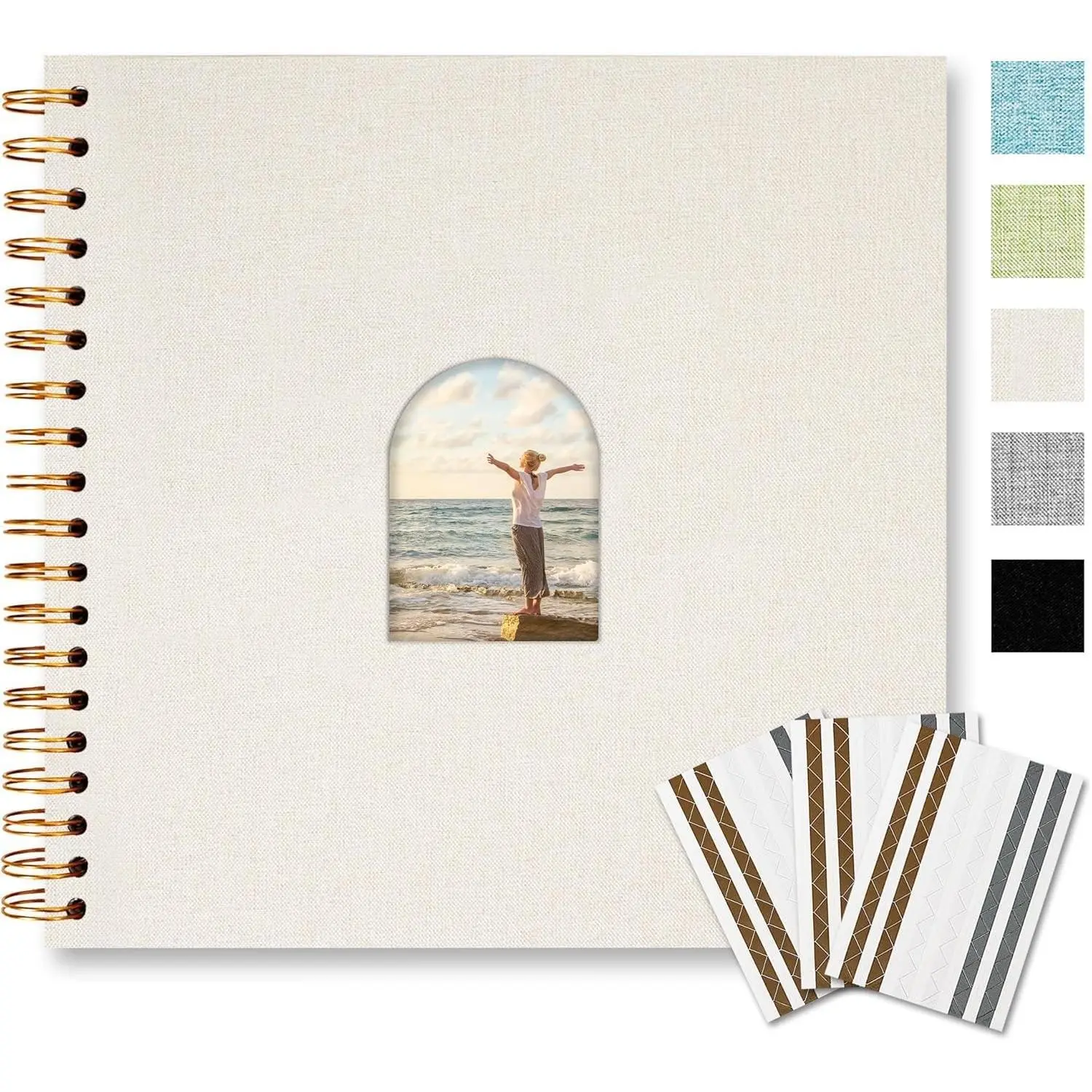 Scrapbook Album,40 Pages,10x10 Inch,Beige | Linen Arch Window,Personalized DIY Photo Album – Wedding,Baby Shower,Anniversary,Travel,Keepsake Gift