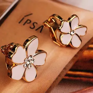 JIOFREE Korea-Style Flower Shape Enamel Magnetic Clip-On Earrings, No-Piercing Jewelry for Girls' Party Wear, Magnetic Earrings
