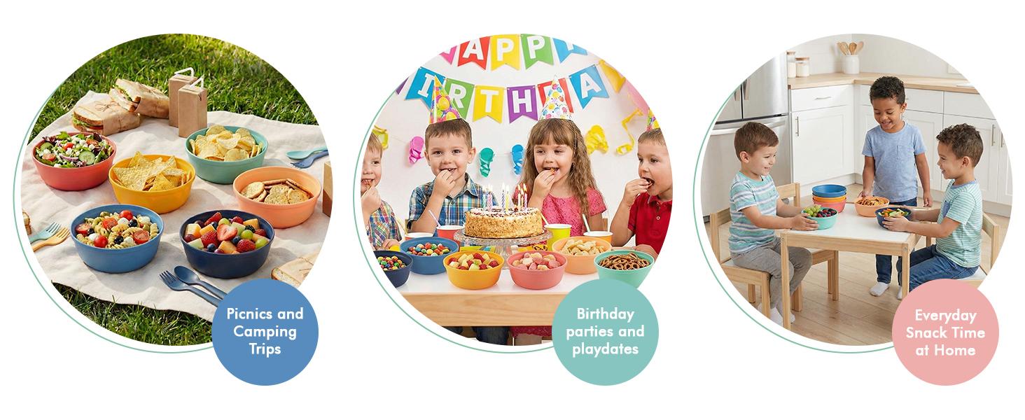 Plastic Bowls Set of 6 – 15oz Multipurpose Deep Salad & Pasta Bowls, Stackable Kitchen Bowls for Home, Kids & Parties, BPA-Free Food Grade, Assorted Cute Colors