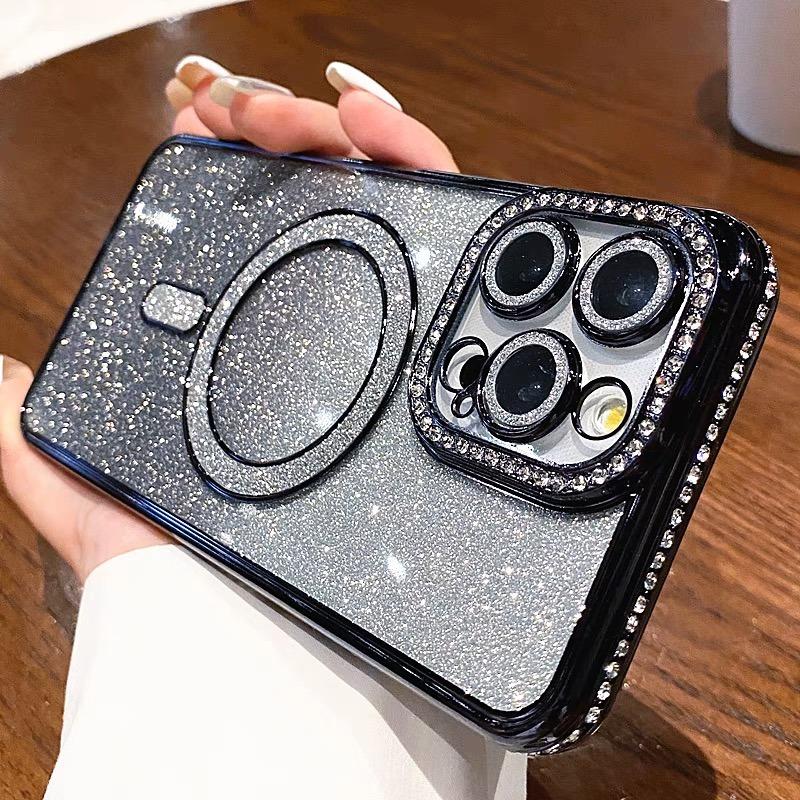 OREKROY Luxury Bling Glitter Case for iPhone 17 Pro Max, 17 Air, 17 Pro, 16, 15, 14, 13, 12 Pro Max – MagSafe Compatible, Sparkle Rhinestone Diamond Protective Case, Shockproof, Camera Lens Protector, Premium Plating, Perfect for Women & Girls