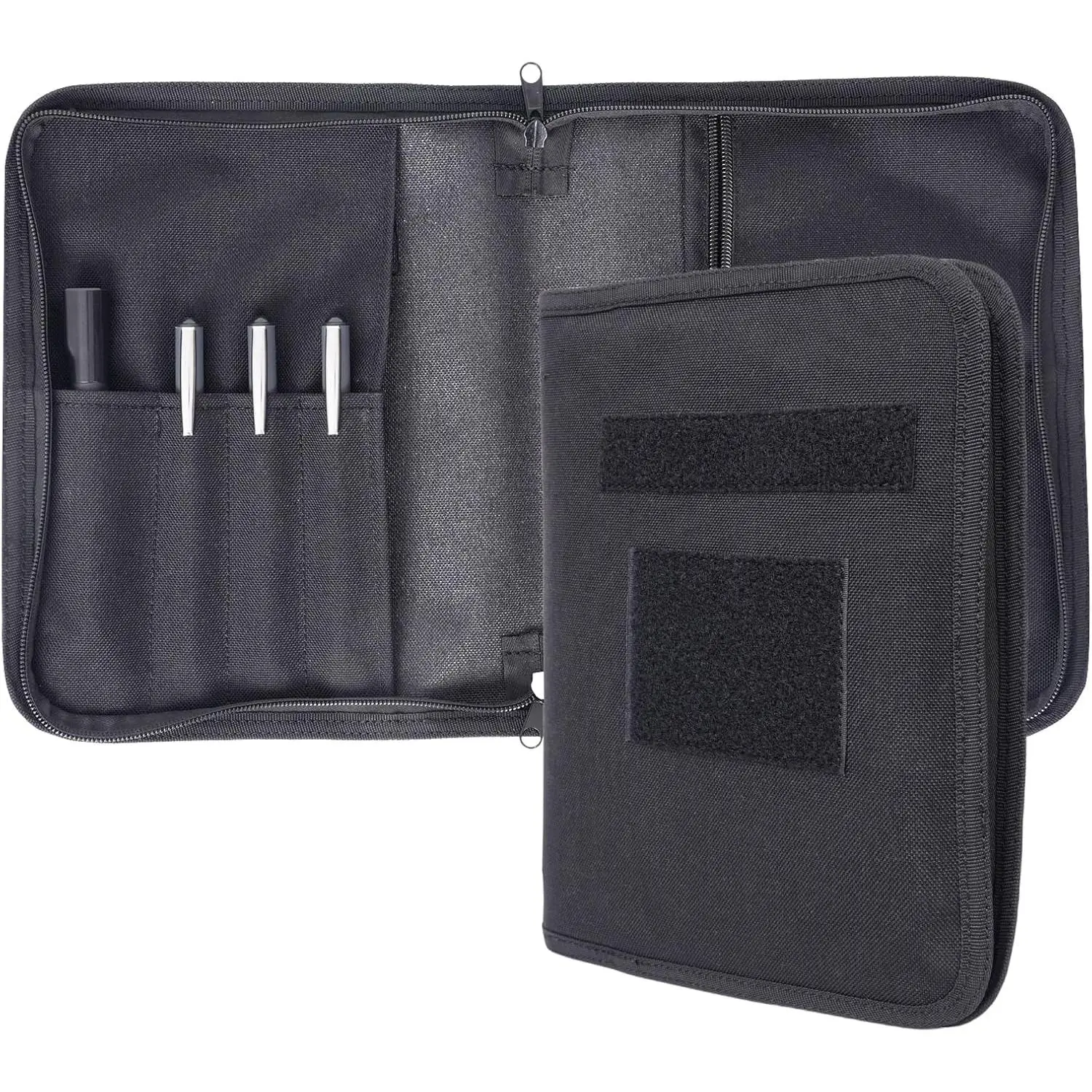 A5 Notebook Cover Large Binder Cover, A5 Travelers Notebook Cover | A5 Notebook Holder with Pouch, Black Book Cover for  and Army, 7" x 9" Book Cover with Zippered (Cover Only)