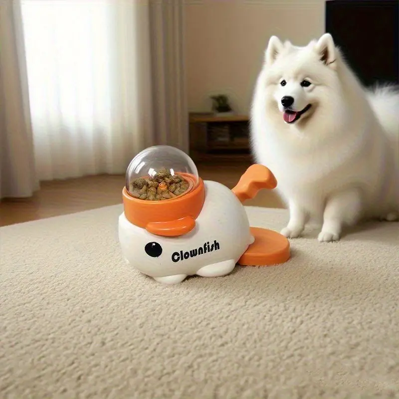 Fish-shaped Interactive Dog Food Dispenser - Manual Non-Electric Snack Station, Clownfish Pet Feeder, suitable for small to medium breeds, no batteries required, available in 4 colors. It's the perfect gift for Christmas, Halloween, and holiday parties
