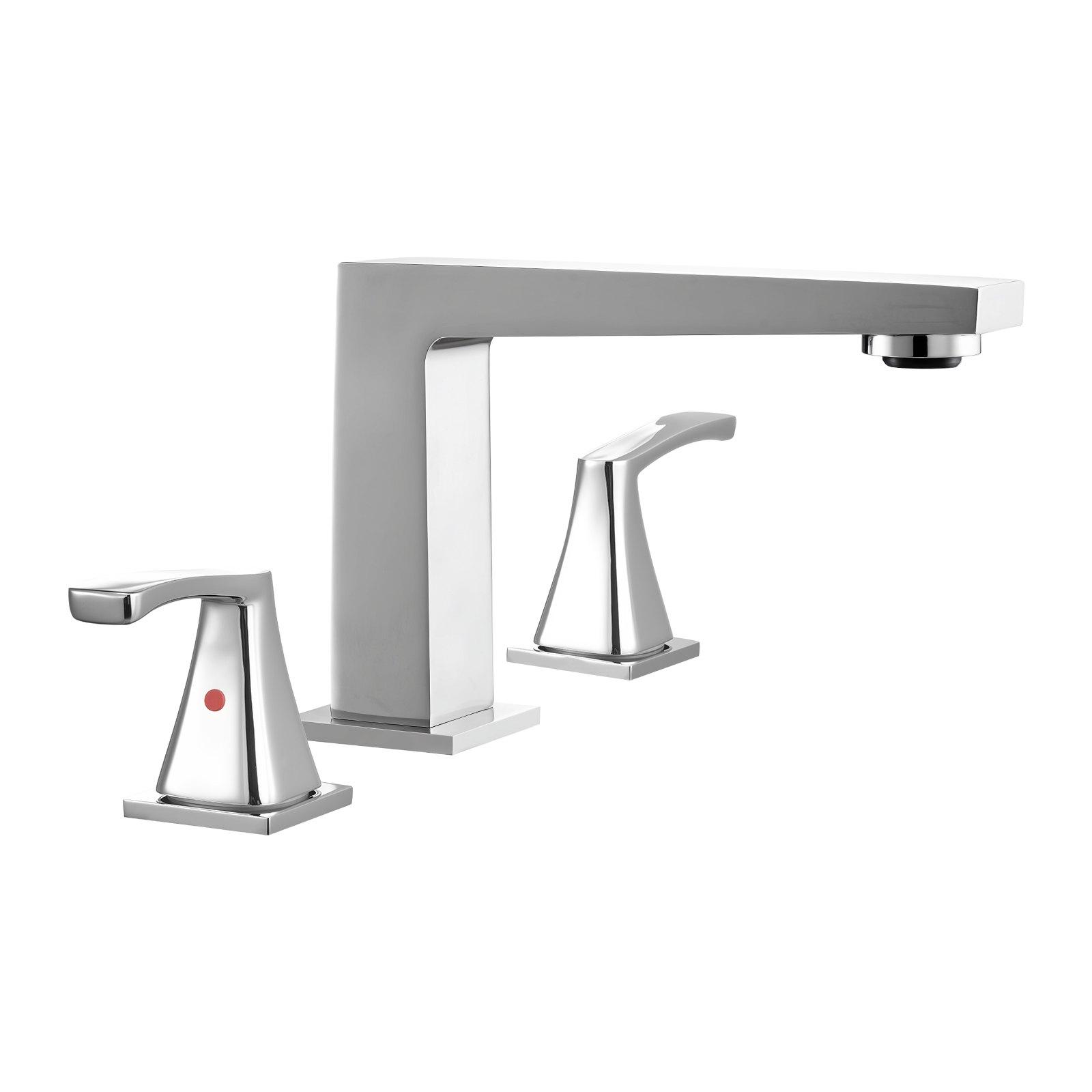 VEVOR Roman Tub Faucet, 3 Hole Waterfall Bathtub Faucet, Bath Tubs Faucets Set with 2 Handles, Roman Tub Faucets Deck Mount for Pet Washing, Baby Care, Adult Bathing, Silver, Right-Angle Tub Faucet