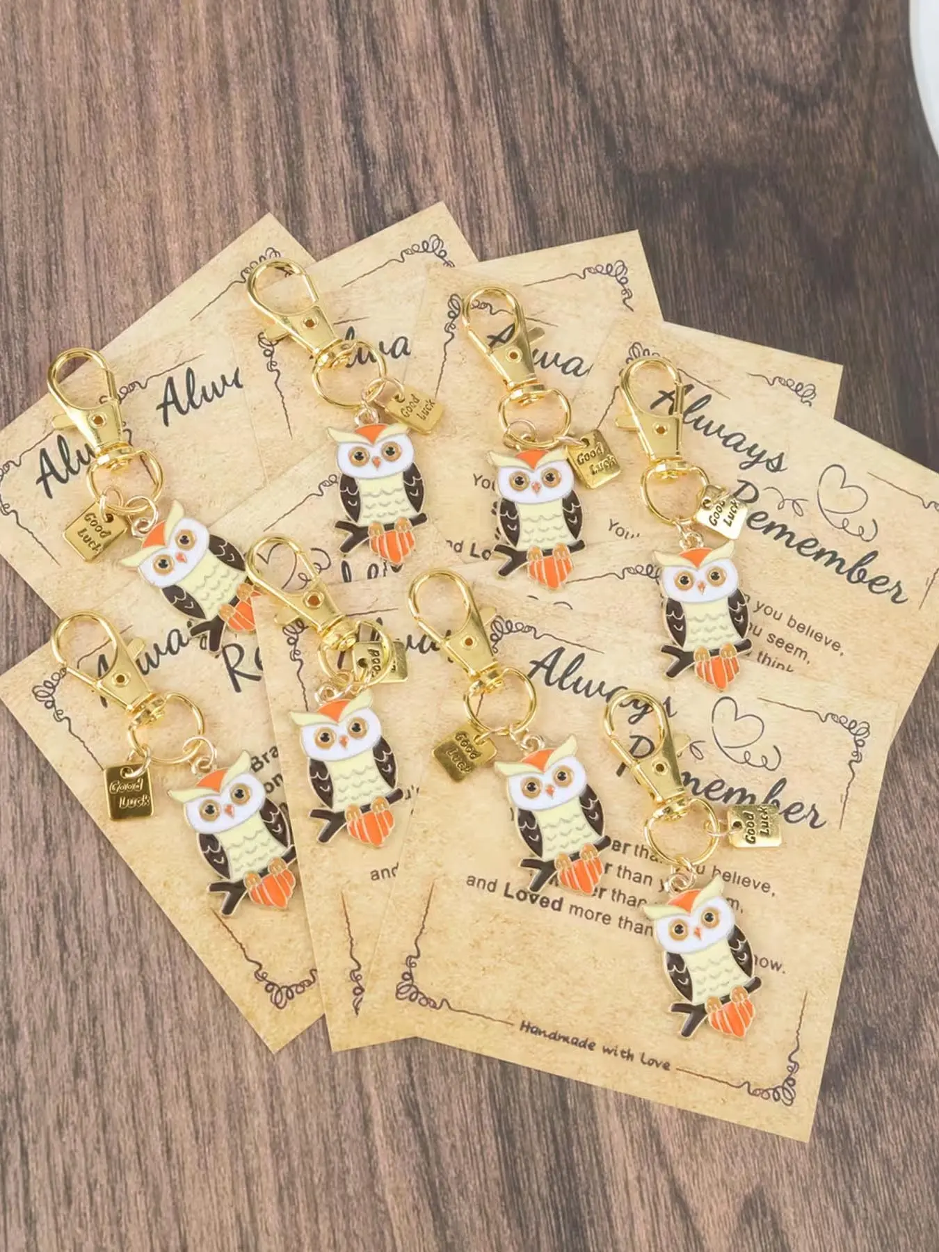 8pcs Owl Keychain Set with Cards – Forever Remember the Phrase "Braver, Stronger, Smarter." This Is an Inspirational Gift for Female Friends or Daughters, Bringing Good Luck Keychain Cute