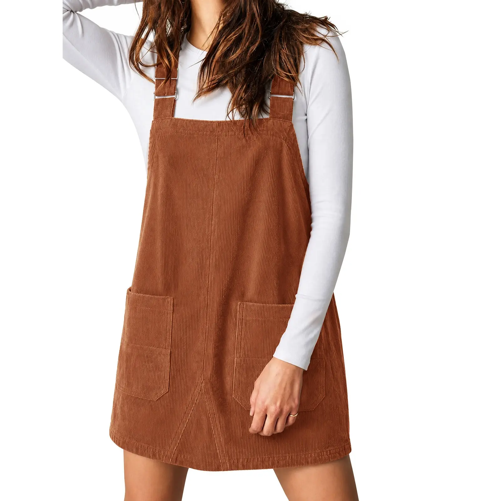 Yousify Womens Corduroy Overalls Dress Sleeveless Loose Bib Short Rompers