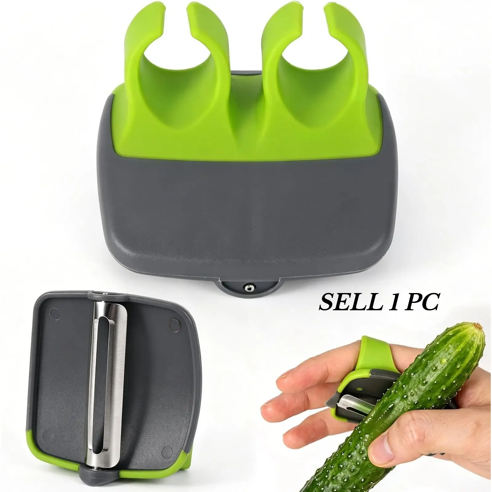 Finger Grip Silicone Vegetable Peeler, Non-Slip Hand Peeler with Sharp Double-Sided Blade, Dishwasher Safe Fruit Potato Carrot Peeling Tool for Kitchen Use