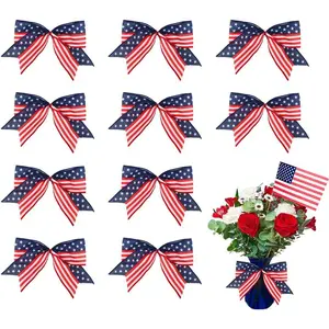 10PCS Patriotic 4th of July Bows for Wreath, Patriotic Wreath Bows for 4th of July Décor, American Flag Blue Independence Day Bows for Front Door Indoor Outdoor Tree Decoration Supplies Ornamentfidget toys