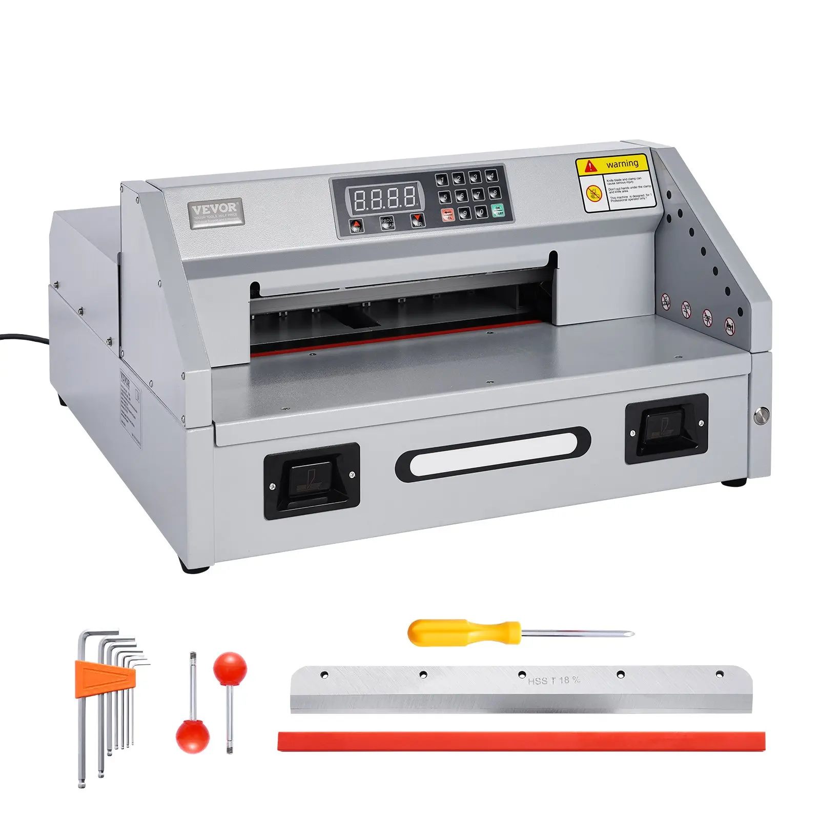 【Summerfinds】VEVOR 300W Power Electric Paper Cutter, 11.8 in/330 mm Cutting Width, 1.5 in/38 mm Cutting Thickness, Heavy-Duty Electric Guillotine Trimmer with Casters & Infrared Function, 300W Motor, E330s